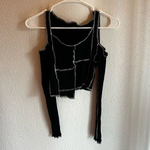 Black cropped top with sleeves